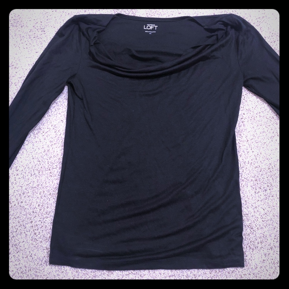 Ann Taylor LOFT XS Long Sleeve Shirt Top Black